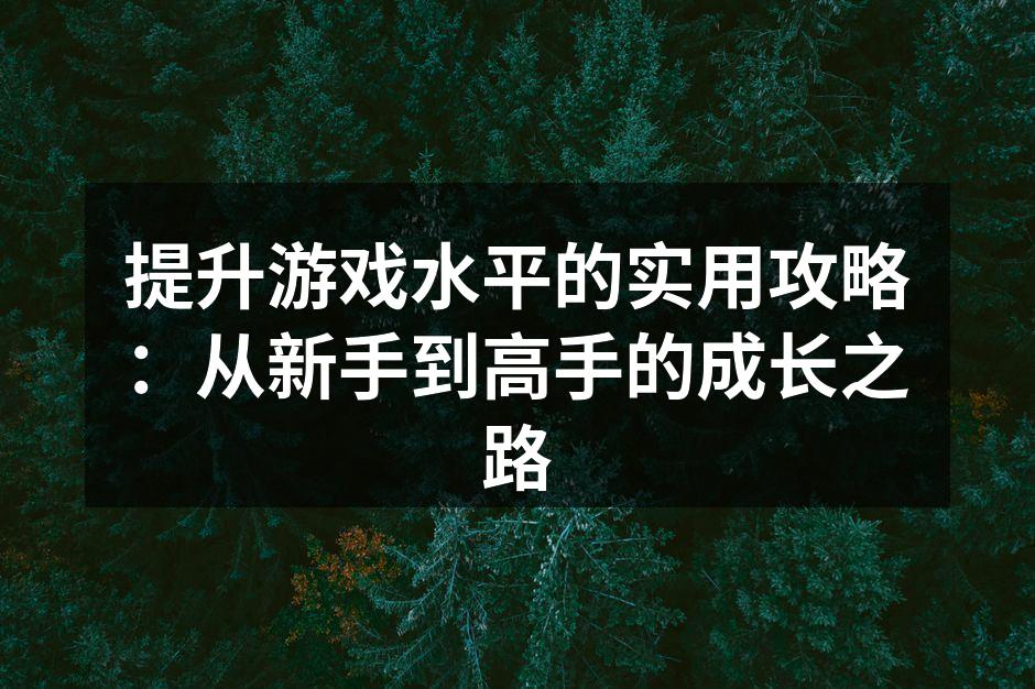 提升游戏水平的实用攻略：从新手到高手的成长之路